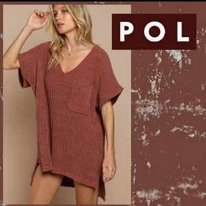 POL Oversized Shirt. Knitted. Rust Color. Size Small